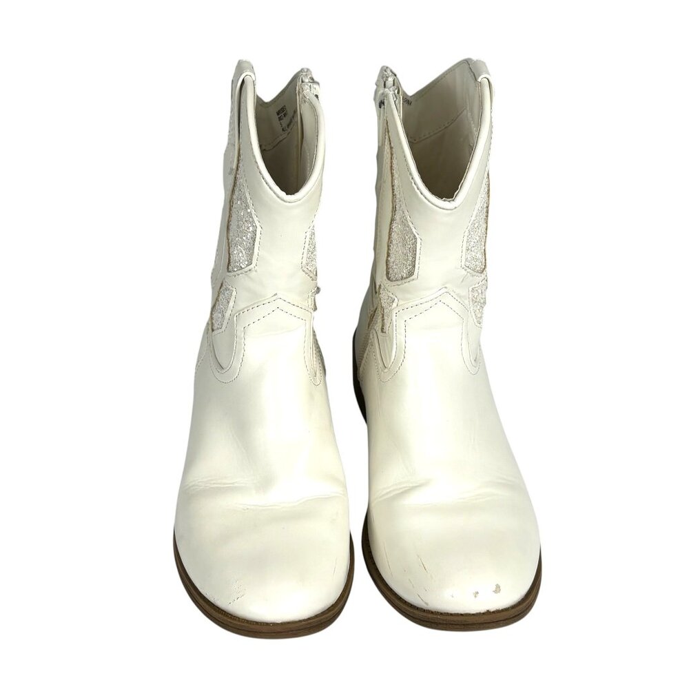 Madden Girls White Cowgirl Boots Sz 5 Western Rodeo Groovy Fun Festive Boho Glam - Picture 4 of 13